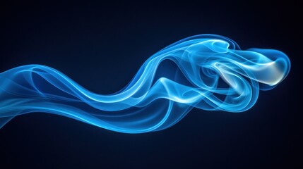 Wall Mural - Abstract blue smoke swirls against black background