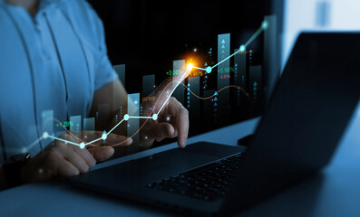 Aufkleber - Financial marketing graph,business increase, profit,goal,grow,analysis, development and success.Profit stock market chart. Business growth graph and investment analysis.	