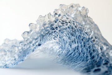 Poster - Abstract art depicting a frozen wave, showcasing intricate ice formations and textures.