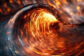 Aufkleber - A fiery, translucent wave curls, showcasing inner light and intense textures.