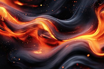 Aufkleber - Abstract art depicting fiery, swirling lava-like textures with dark hues and glowing embers.