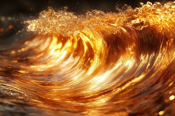 Poster - Golden hour illuminates a powerful ocean wave, creating a mesmerizing spectacle of light and water.