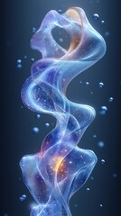 Wall Mural - Abstract swirling liquid design with glowing particles