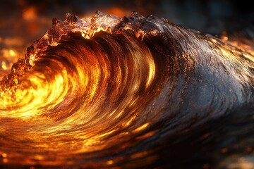 Aufkleber - A fiery wave of molten lava crashes, showcasing intense heat and dynamic movement.