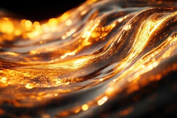 Aufkleber - Liquid gold flowing, shimmering waves reflecting light, luxurious, opulent texture.