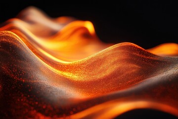 Aufkleber - Abstract fiery landscape, glowing orange and dark hues, undulating waves of light and texture.