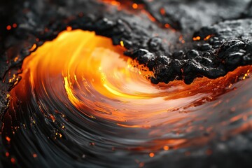 Aufkleber - Molten lava swirls creating a mesmerizing fiery wave, a spectacle of nature's raw power.
