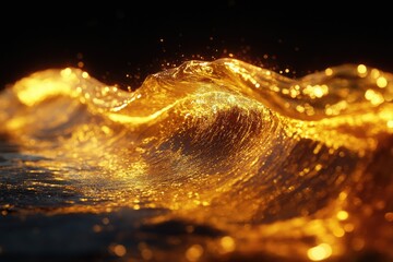 Aufkleber - Golden liquid waves shimmer, reflecting light in a captivating, luxurious display.