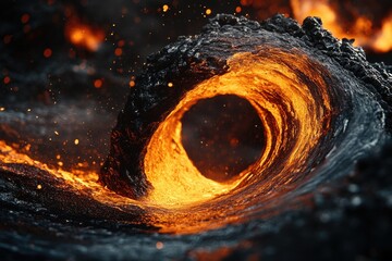 Aufkleber - Molten lava forming a mesmerizing wave-like structure, fiery and intense.