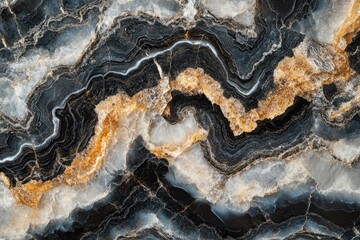 Aufkleber - Abstract swirling pattern of black, grey, and gold marble with a luxurious and elegant feel.