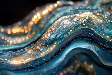 Leinwandbilder - Abstract artwork depicting a wavy circuit board, illuminated with golden lights, suggesting technological fluidity and innovation.