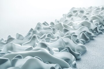 Leinwandbilder - Abstract 3D rendering of a flowing, light blue, textured landscape resembling soft waves or clouds.