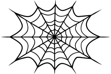 intricate web spun by a spider line art silhouette vector illustration