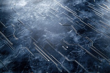 Aufkleber - Abstract image of a dark, textured circuit board, showcasing intricate pathways and connections.