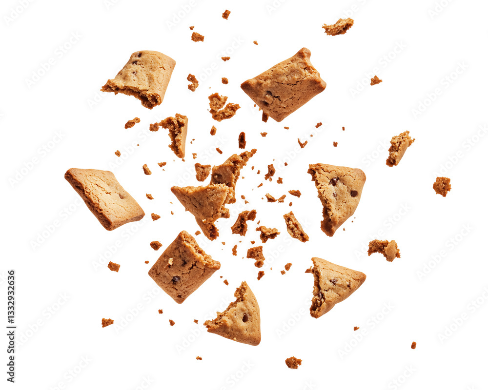 Exploding crispy biscuits with crumbs on Transparent Background, PNG ...