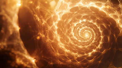 Wall Mural - Abstract fractal spiral design with intricate patterns, warm colors, and a sense of organic growth. Fractal Growth. Illustration