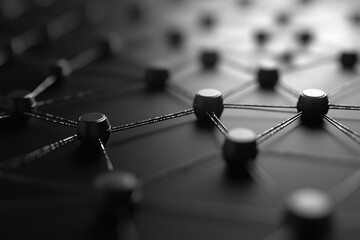 Wall Mural - interconnected dots and lines create a digital network pattern, showcasing the interaction among nod