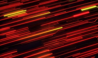 Wall Mural - Abstract Red and Yellow Glowing Lines Technology Background