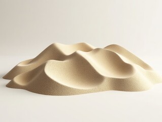 Abstract beige sand dune forms on white background