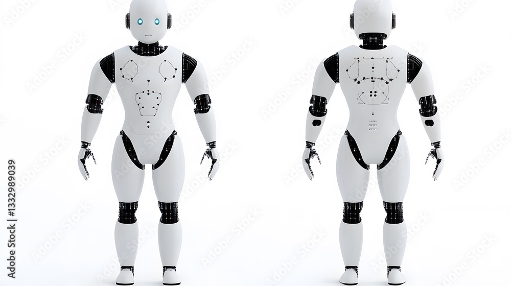 A robotic humanoid butler blueprint with precision servos, self ...