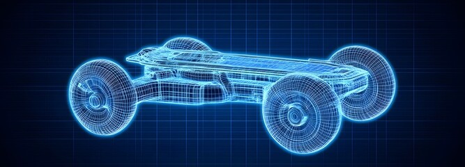 Wall Mural - a hoverboard blueprint, showing anti-gravity propulsion systems, sleek aerodynamic curves, and energ