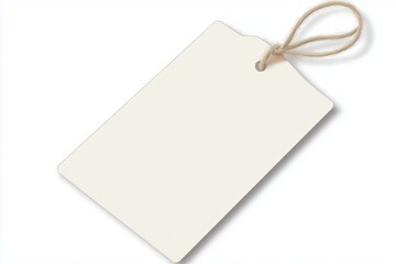 Wall Mural - A blank white tag with a string, perfect for labeling items or gifts in various creative projects. Isolated on white background 