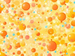 Wall Mural - orange background with circles and bubbles, pattern, orange gradient, light yellow tone, retro style