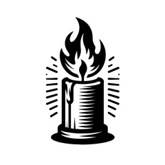 Wall Mural - candle flame black and white vector illustration icon style isolated