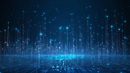Abstract Digital Technology Background Blue Glowing Lines Network Circuit Board Futuristic Innovation Data Stream Elegant Modern Design High Tech     