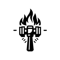 Wall Mural - burning torch hammer silhouette vector illustration isolated on white background