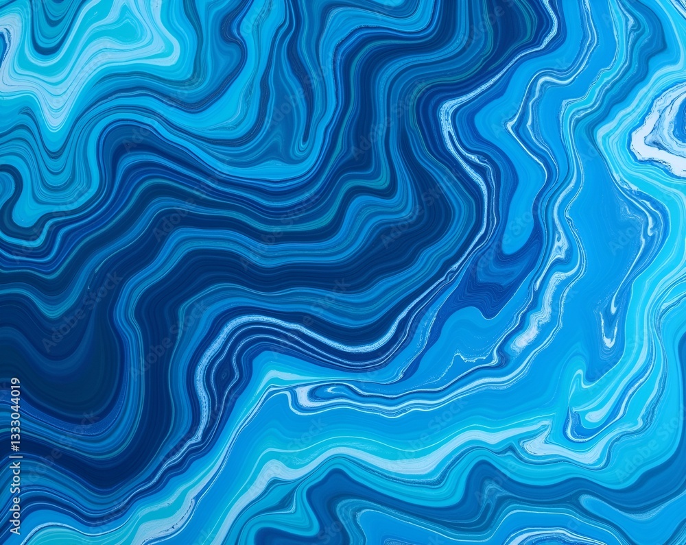 Fluid abstract art with layered blue patterns, creating a dynamic and ...