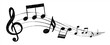 © Cali6ro - Musical note. Staff treble clef notes musician concept vector isolated on transparent background. Illustration of music sound, tune bass treble, vector illustration.