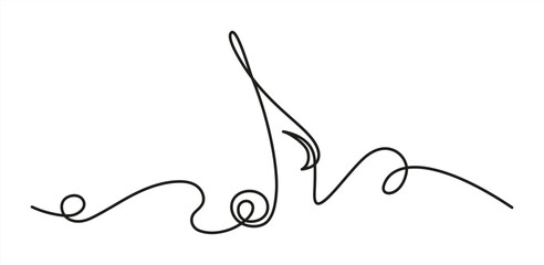 Leinwandbilder - Continuous line music note. Musical symbol in one linear minimalist style. Trendy abstract wave melody. Vector outline sketch of sound. Illustration musical graphic contour, minimalistic, vector 10eps