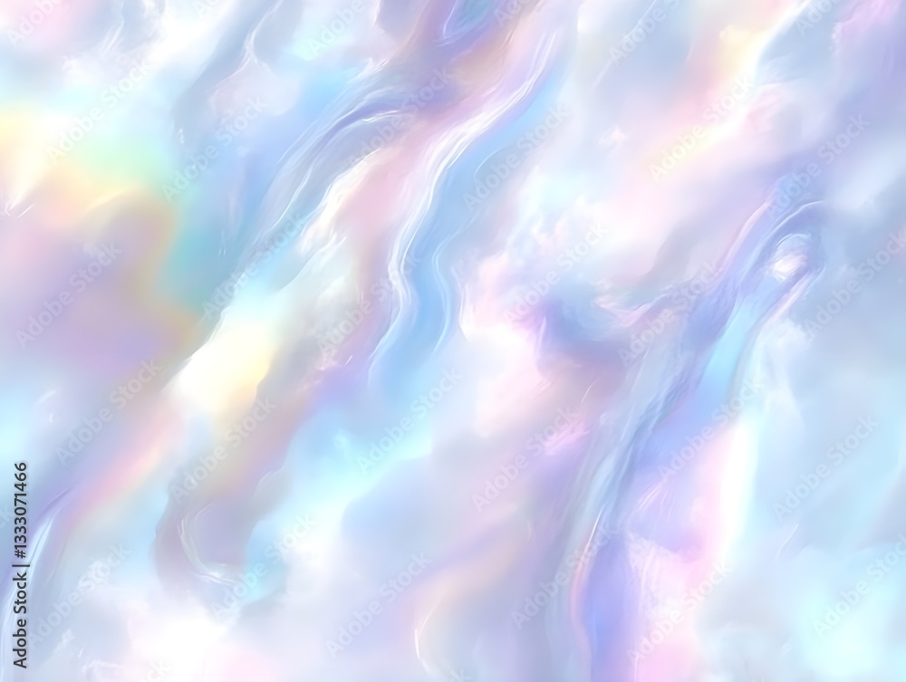 Abstract iridescent flowing background with soft pastel colors and ...