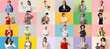 © Pixel-Shot - Set of teenagers of different professions on color background