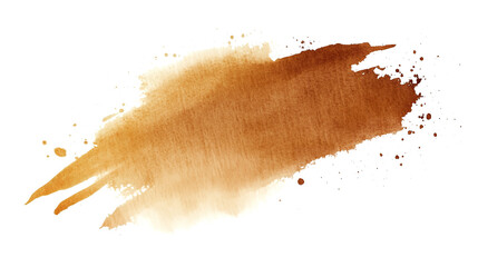 Wall Mural - one single brown coffee watercolor aquarelle abstract splash stain isolated on white or transparent 