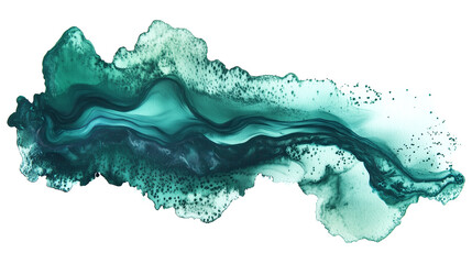 Wall Mural - one single greenish blue watercolor aquarelle abstract splash stain isolated on white or transparent