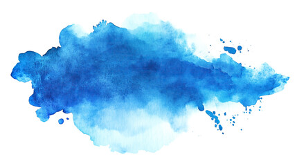 Wall Mural - one single light blue watercolor aquarelle abstract splash stain isolated on white or transparent ba