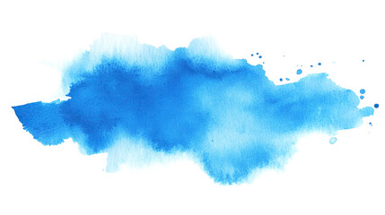 Wall Mural - one single light blue watercolor aquarelle abstract splash stain isolated on white or transparent background	