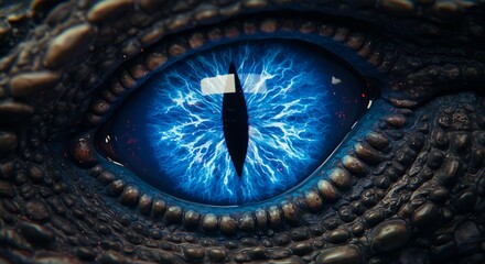 dragon eye glowing blue fantasy art closeup detail ultra hd