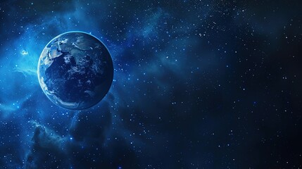 Wall Mural - Blue_technology_Earth_planet_starry_sky_gradient