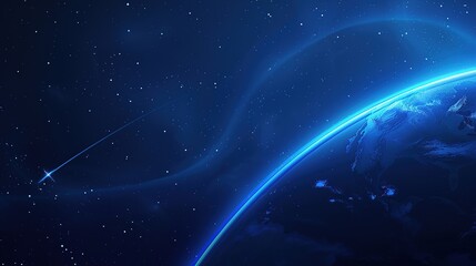 Wall Mural - Blue_technology_Earth_planet_starry_sky_gradient