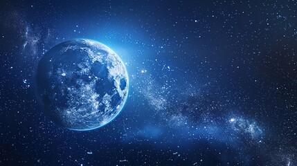 Wall Mural - Blue_technology_Earth_planet_starry_sky_gradient