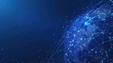 Wall Mural - Blue_technology_Earth_planet_starry_sky_gradient