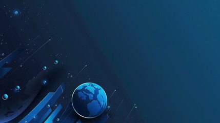 Wall Mural - Blue_technology_Earth_planet_starry_sky_gradient