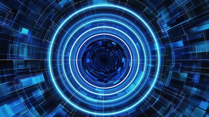 Wall Mural - Blue_technology_sense_circular_ring_circular_disk_