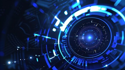 Wall Mural - Blue_technology_sense_circular_ring_circular_disk_
