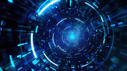 Wall Mural - Blue_technology_sense_circular_ring_circular_disk_