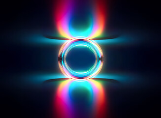 Wall Mural - bright oval form radiates luminous, rainbow spectrum light, creating a dynamic abstract design again