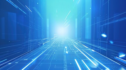 Wall Mural - Light_blue_technology_small_fresh_lines_city_exhibit